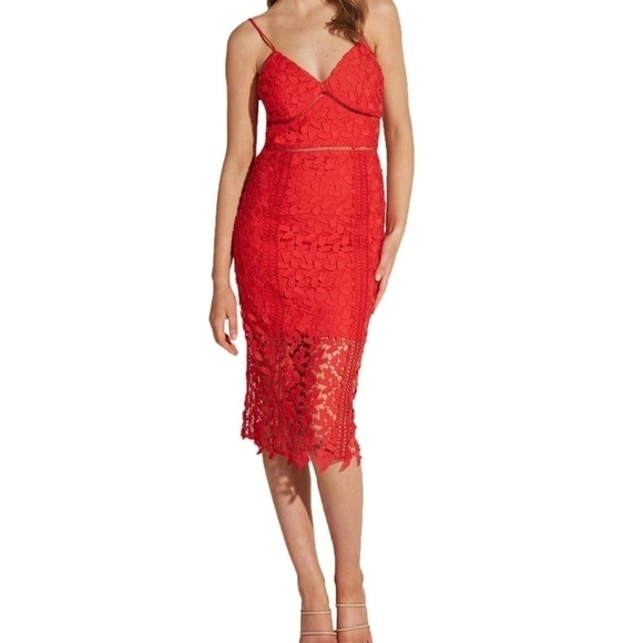 NWT Bardot Roxy Lace Dress Red Party Cocktail Spaghetti Straps - Picture 1 of 12